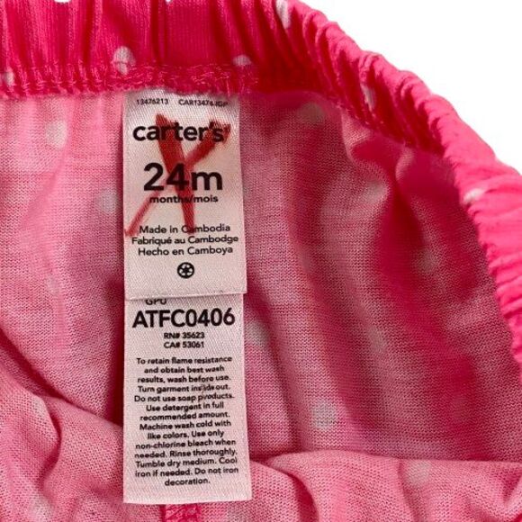 Toddler Carters Size 24 Months Pink Polka Dot Shorts Girls Flame Resistant - Picture 5 of 6